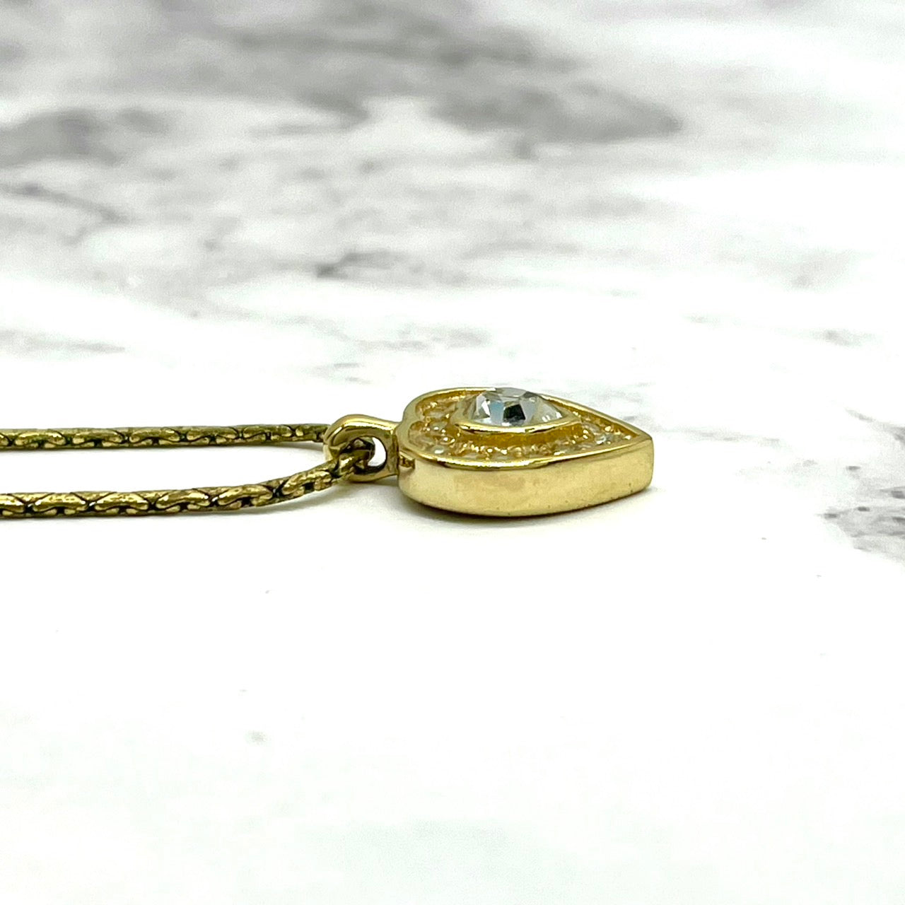 美品 Christian Dior クリスチャンディオール ヴィンテージ ネックレス ハートモチーフ ラインストーン CDロゴ ペンダント ゴールドカラー アクセサリー ジュエリー レディース I1