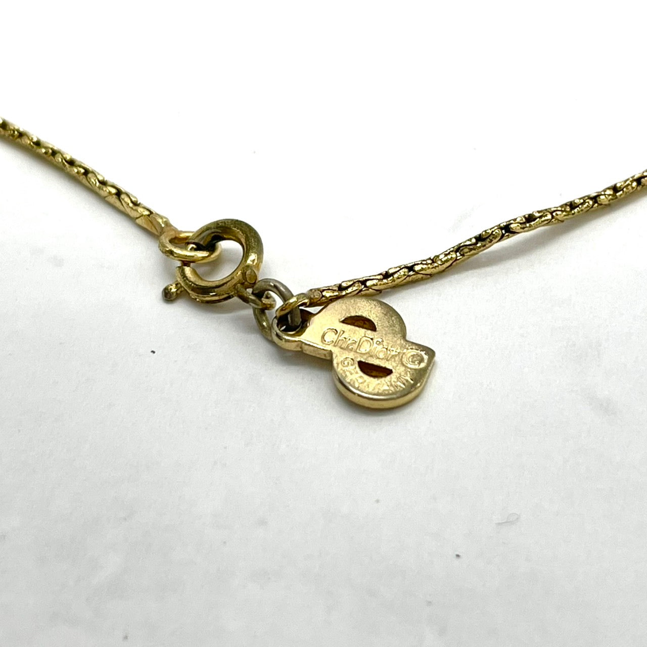 美品 Christian Dior クリスチャンディオール ヴィンテージ ネックレス ハートモチーフ ラインストーン CDロゴ ペンダント ゴールドカラー アクセサリー ジュエリー レディース I1