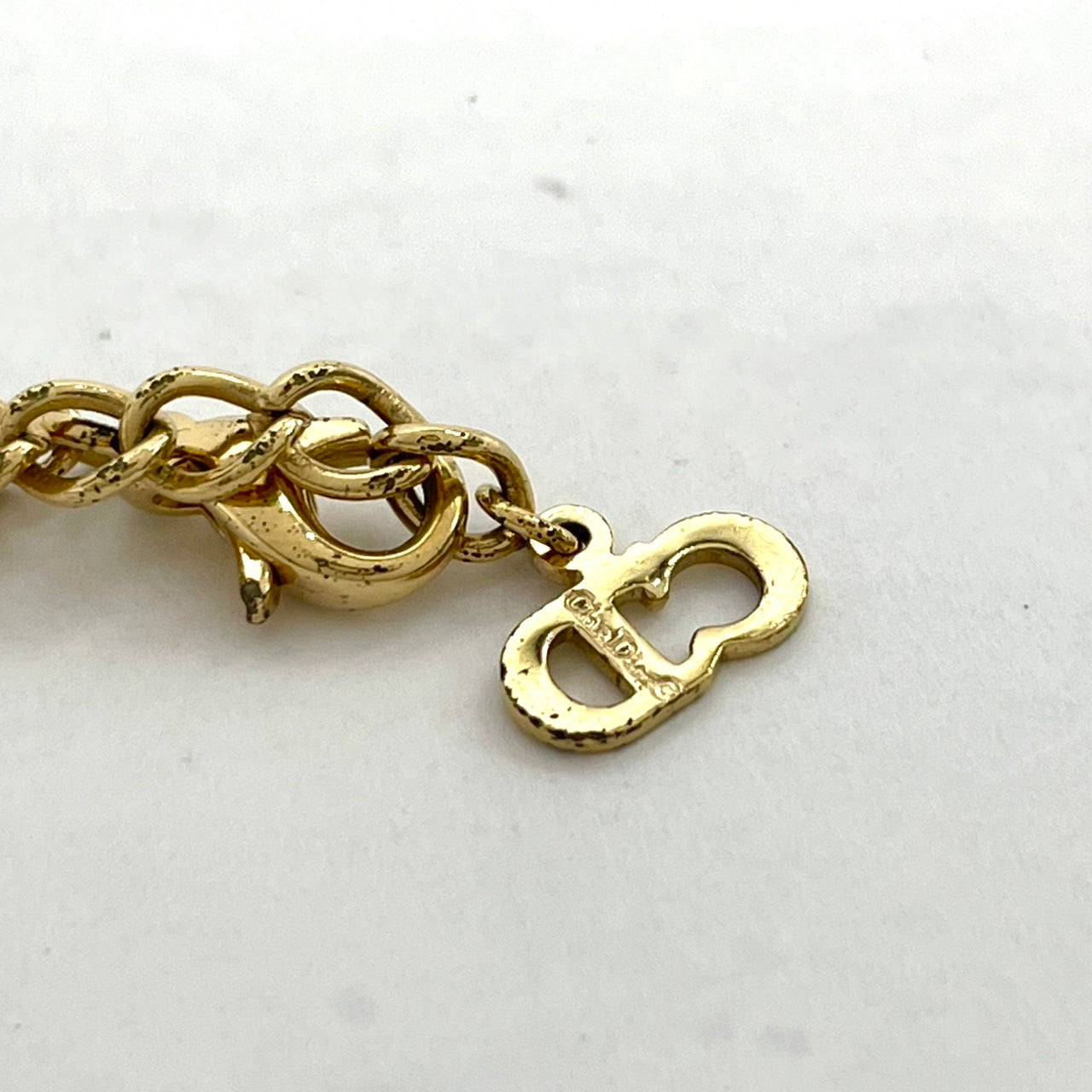 美品 Christian Dior クリスチャンディオール ヴィンテージ ネックレス ダブルサークル CDロゴ アジャスター ペンダント ゴールドカラー アクセサリー ジュエリー レディース I1