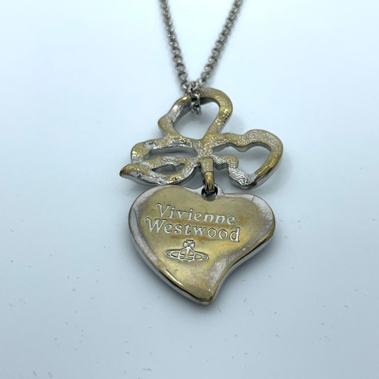 Vivienne Westwood ヴィヴィアン ウエストウッド ロゴハート オーブ ラインストーン ネックレス ペンダント シルバー 赤 レッド ジュエリー レディース I1