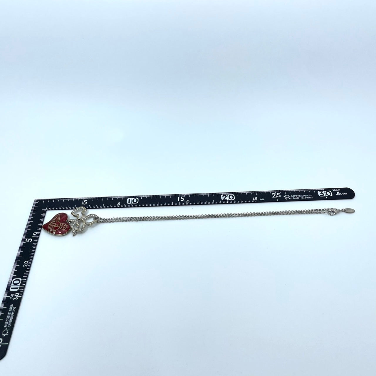 Vivienne Westwood ヴィヴィアン ウエストウッド ロゴハート オーブ ラインストーン ネックレス ペンダント シルバー 赤 レッド ジュエリー レディース I1