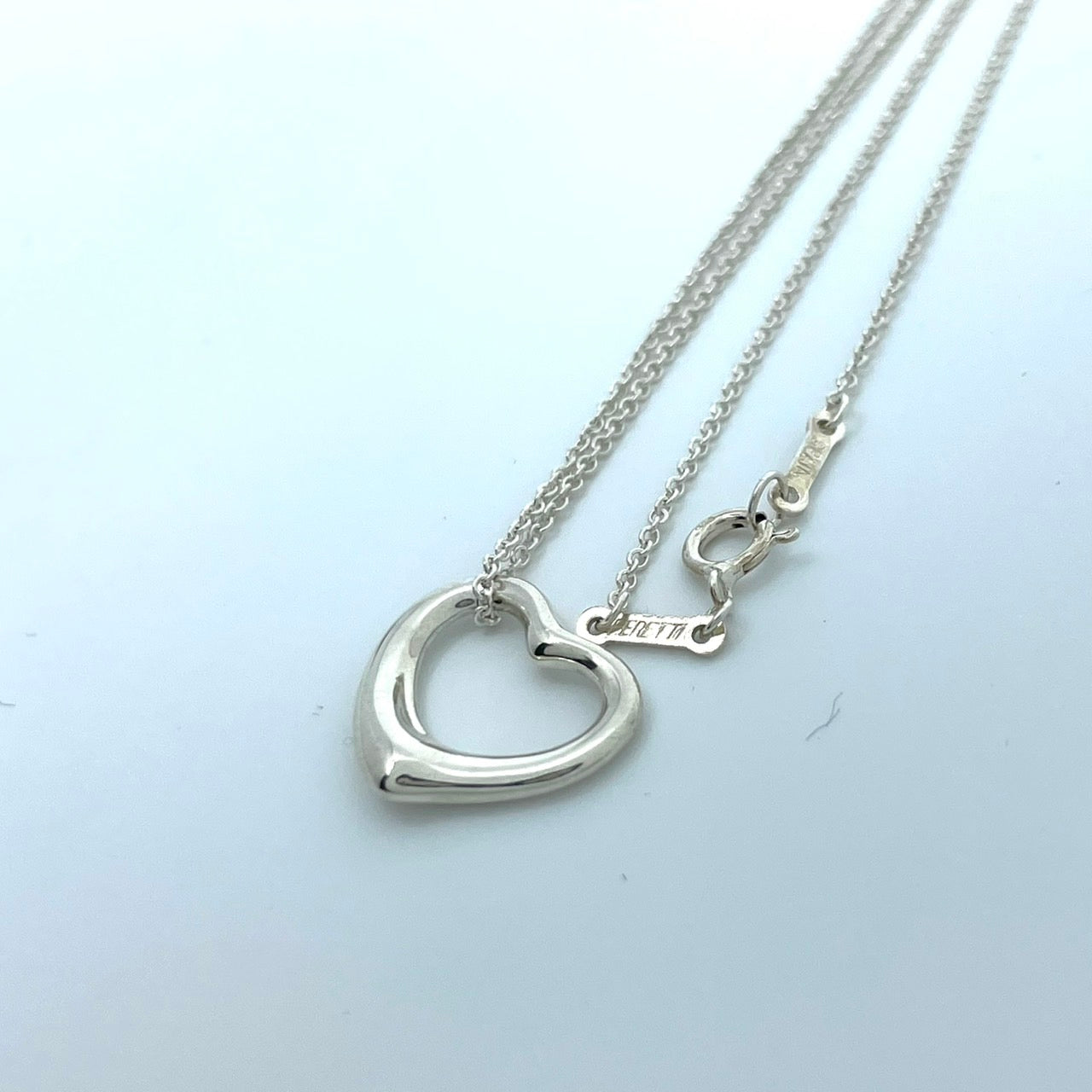 極美品 TIFFANY & Co. ティファニー ネックレス オープンハート エルサ・ペレッティ SV925 シルバー ヴィンテージ ペンダント ジュエリー アクセサリー レディース I1