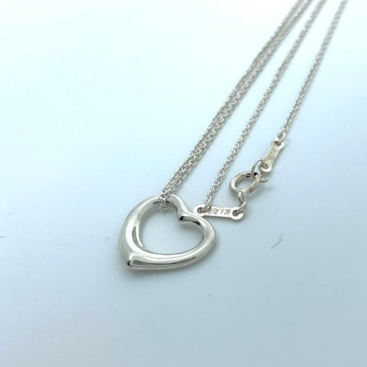 極美品 TIFFANY & Co. ティファニー ネックレス オープンハート エルサ・ペレッティ SV925 シルバー ヴィンテージ ペンダント ジュエリー アクセサリー レディース I1