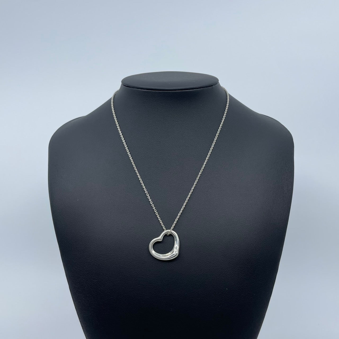 美品 TIFFANY & Co. ティファニー ネックレス オープンハート エルサ・ペレッティ シルバー SV925 ペンダント ヴィンテージ ジュエリー アクセサリー レディース I1