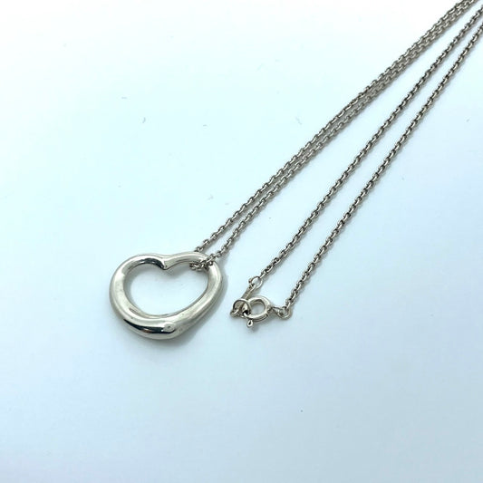 美品 TIFFANY & Co. ティファニー ネックレス オープンハート エルサ・ペレッティ シルバー SV925 ペンダント ヴィンテージ ジュエリー アクセサリー レディース I1