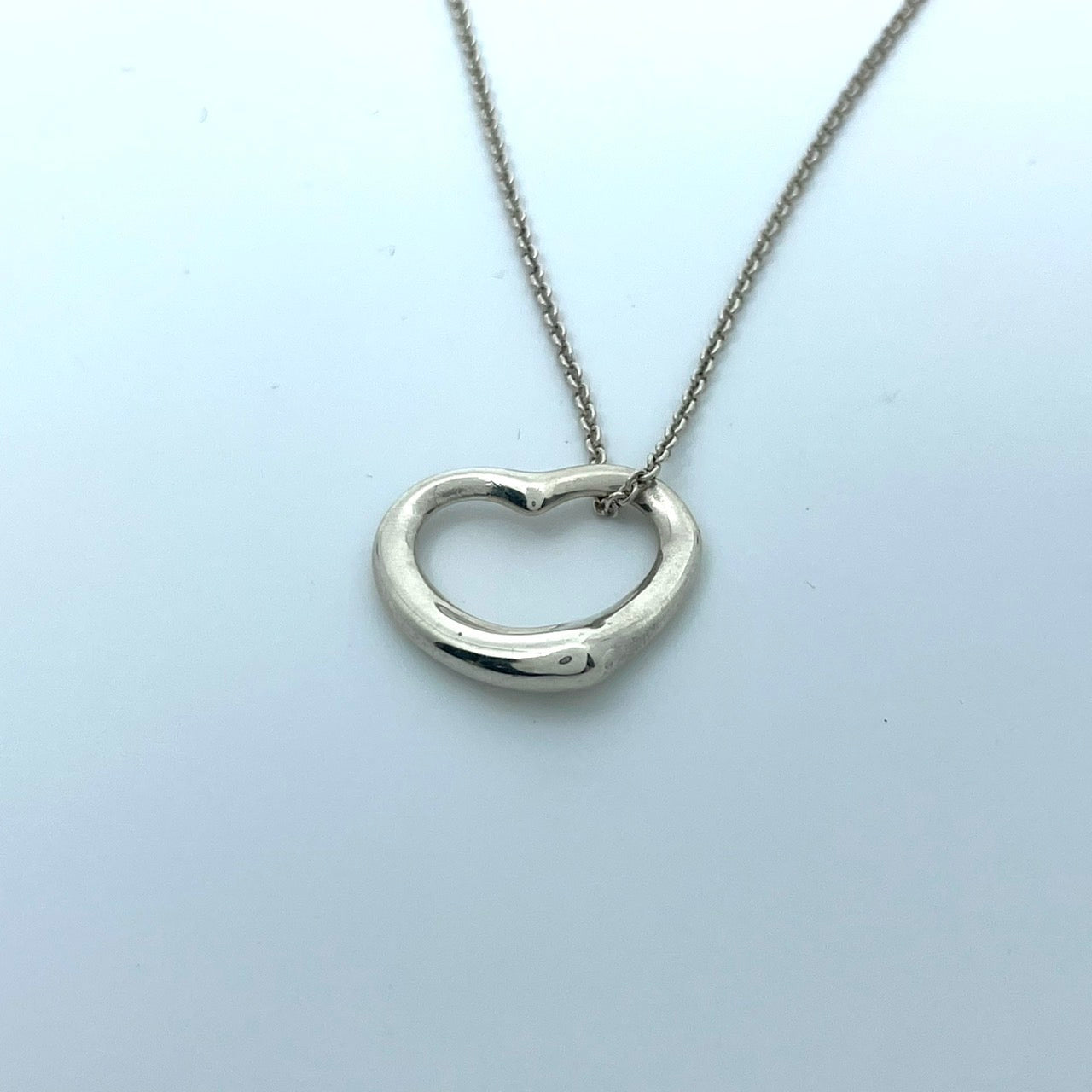 美品 TIFFANY & Co. ティファニー ネックレス オープンハート エルサ・ペレッティ シルバー SV925 ペンダント ヴィンテージ ジュエリー アクセサリー レディース I1