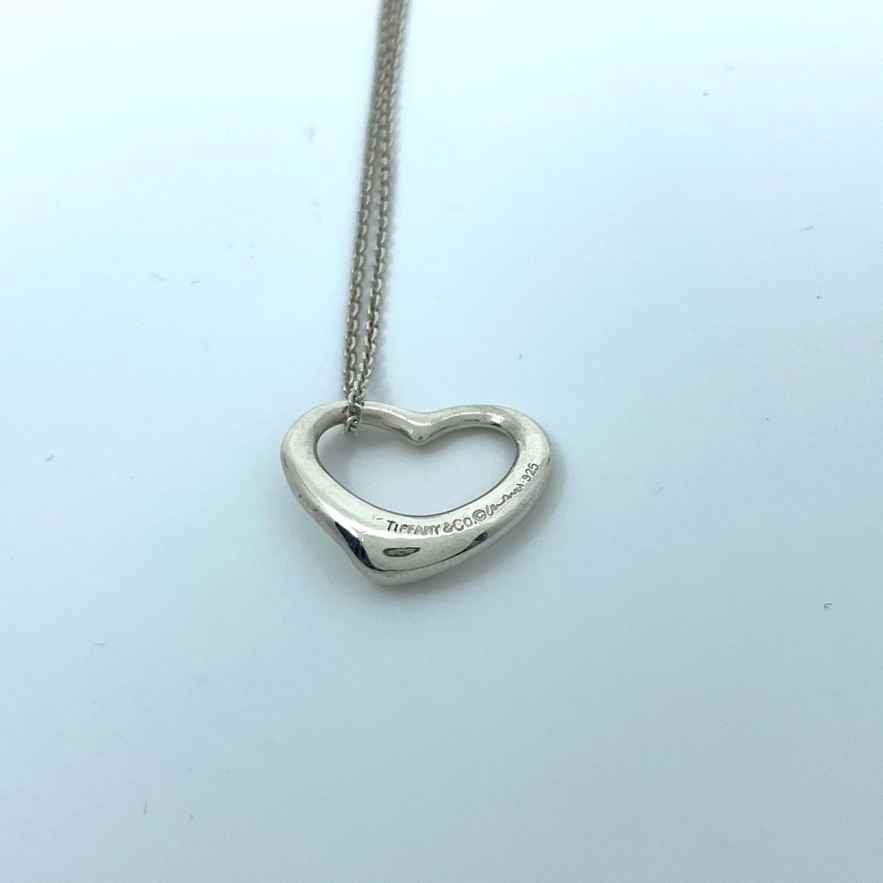 美品 TIFFANY & Co. ティファニー ネックレス オープンハート エルサ・ペレッティ シルバー SV925 ペンダント ヴィンテージ ジュエリー アクセサリー レディース I1