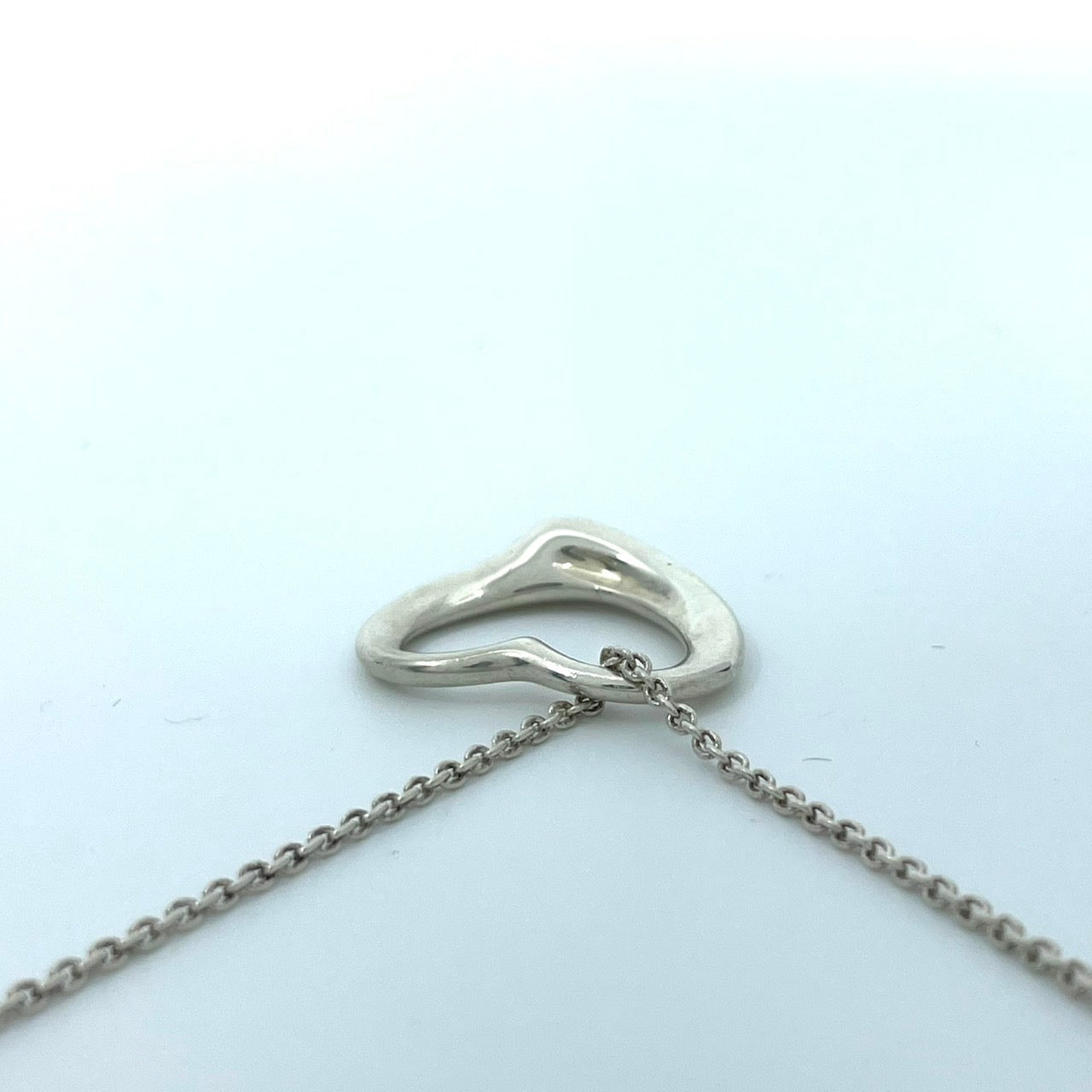 美品 TIFFANY & Co. ティファニー ネックレス オープンハート エルサ・ペレッティ シルバー SV925 ペンダント ヴィンテージ ジュエリー アクセサリー レディース I1