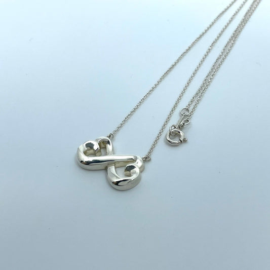 美品 TIFFANY & Co. ティファニー ネックレス ダブルラヴィングハート ダブルラビングハート エルサ・ペレッティ シルバー SV925 ペンダント ヴィンテージ ジュエリー アクセサリー レディース I1