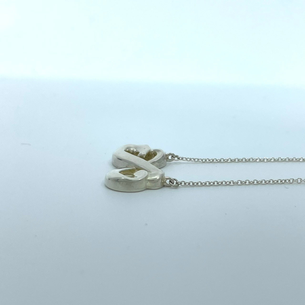 美品 TIFFANY & Co. ティファニー ネックレス ダブルラヴィングハート ダブルラビングハート エルサ・ペレッティ シルバー SV925 ペンダント ヴィンテージ ジュエリー アクセサリー レディース I1