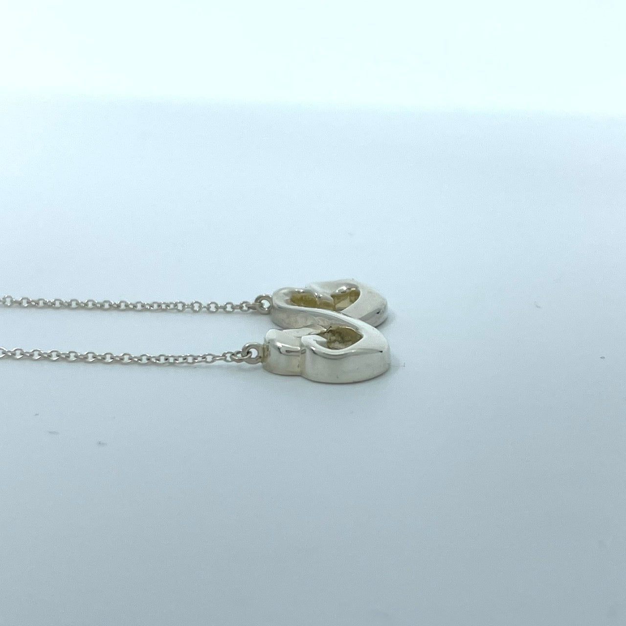 美品 TIFFANY & Co. ティファニー ネックレス ダブルラヴィングハート ダブルラビングハート エルサ・ペレッティ シルバー SV925 ペンダント ヴィンテージ ジュエリー アクセサリー レディース I1