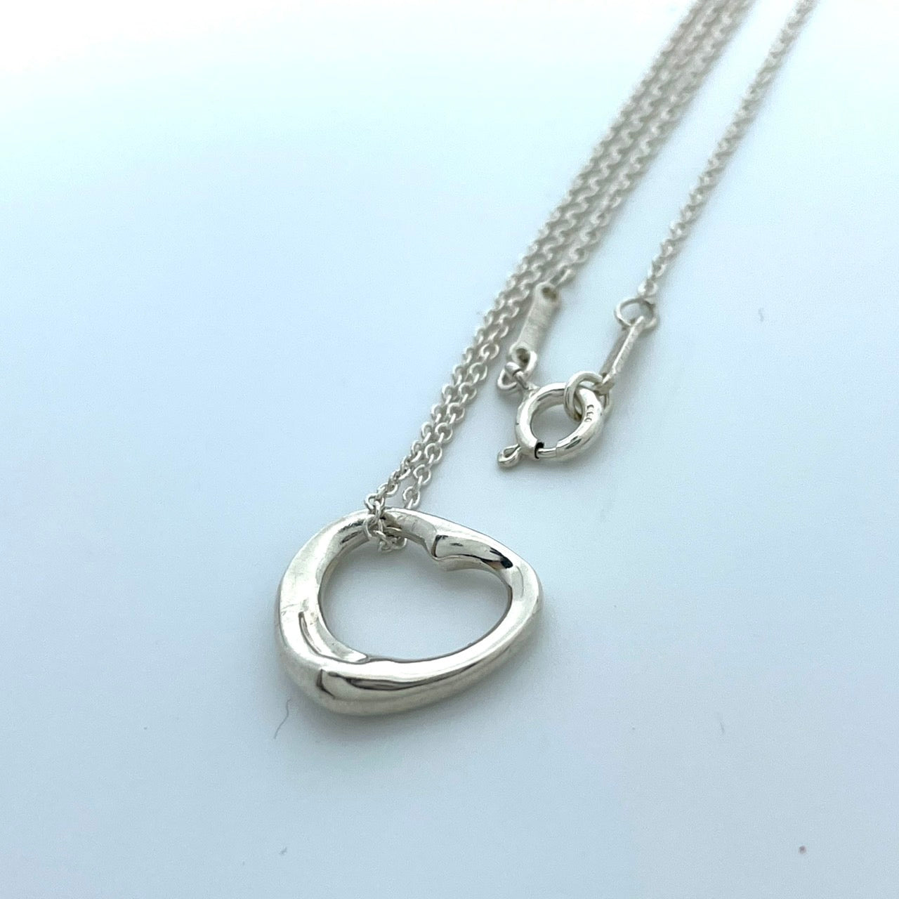 美品 TIFFANY & Co. ティファニー ネックレス オープンハート エルサ・ペレッティ シルバー SV925 ペンダント ヴィンテージ ジュエリー アクセサリー レディース I1