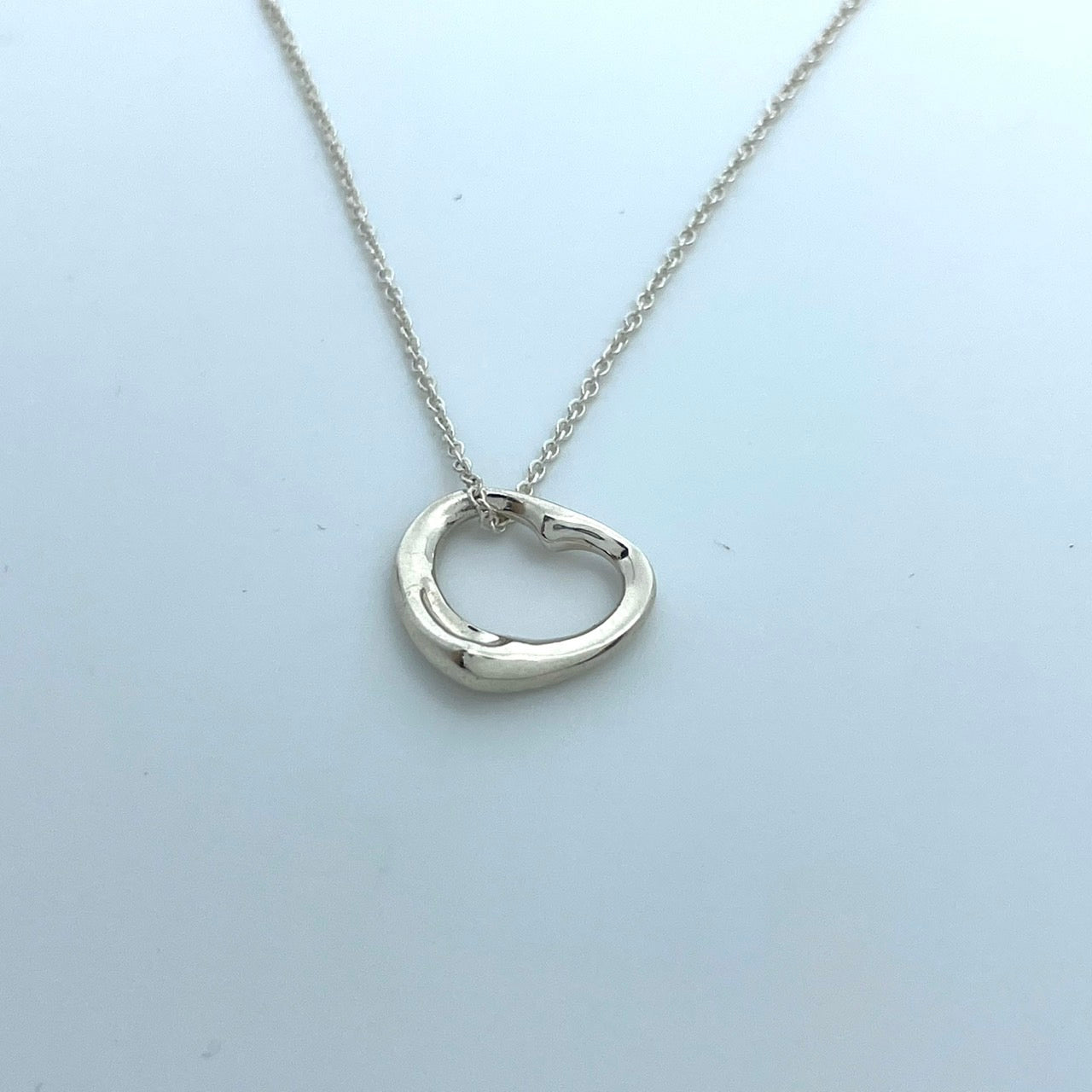 美品 TIFFANY & Co. ティファニー ネックレス オープンハート エルサ・ペレッティ シルバー SV925 ペンダント ヴィンテージ ジュエリー アクセサリー レディース I1