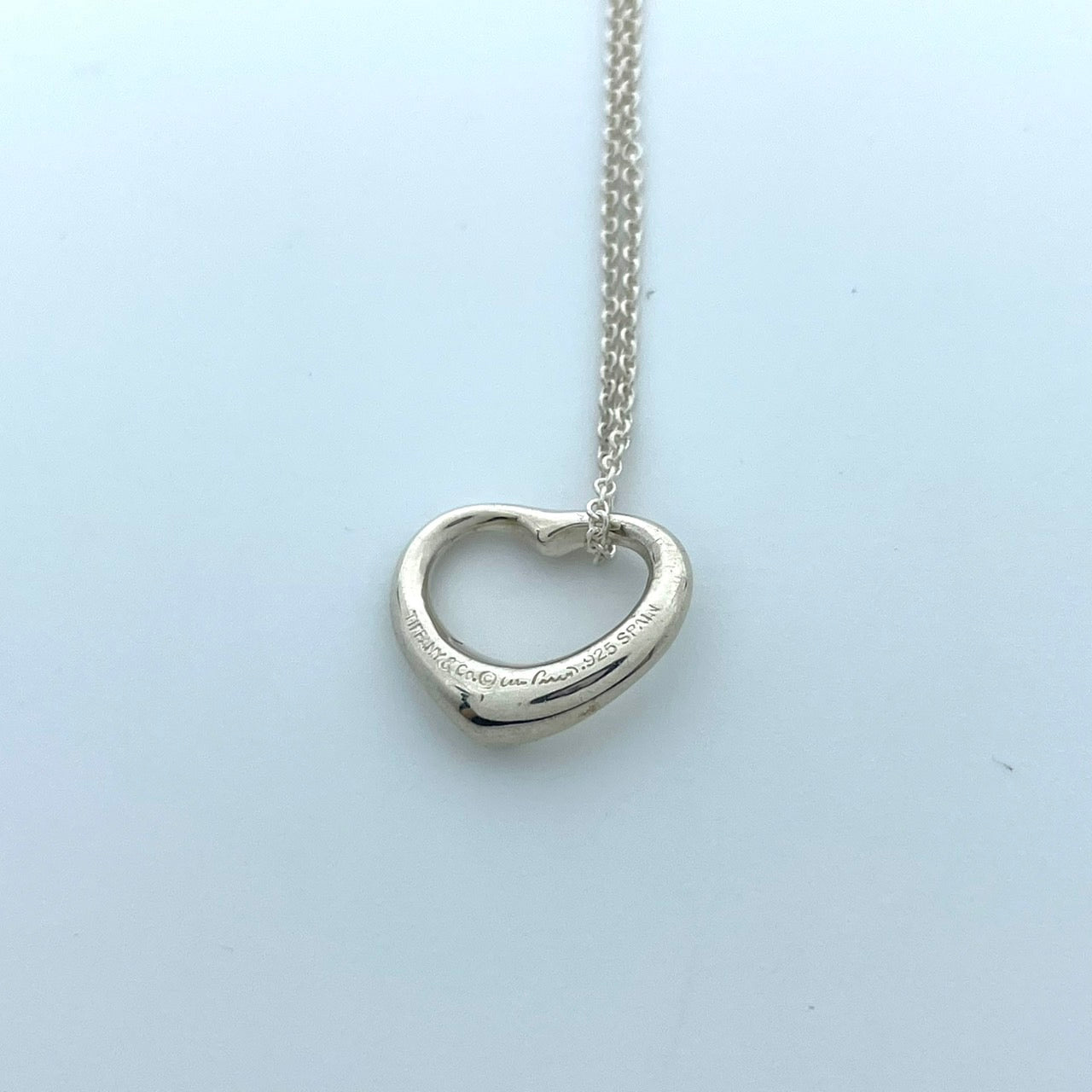 美品 TIFFANY & Co. ティファニー ネックレス オープンハート エルサ・ペレッティ シルバー SV925 ペンダント ヴィンテージ ジュエリー アクセサリー レディース I1