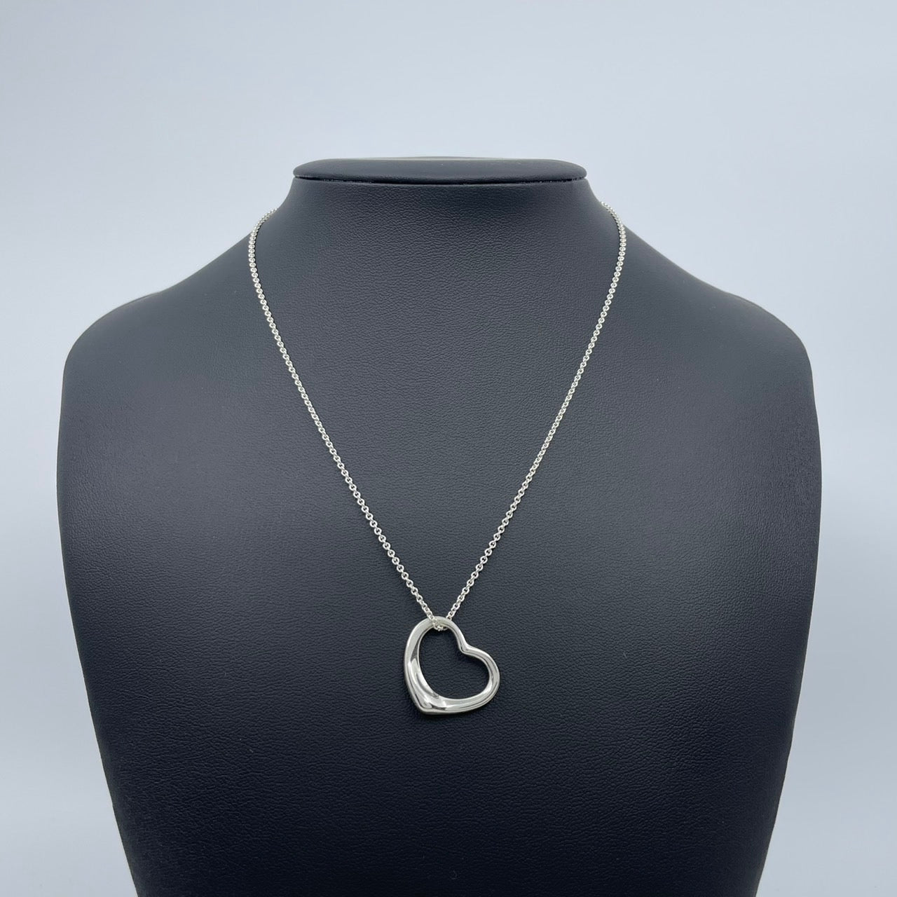 美品 TIFFANY & Co. ティファニー ネックレス オープンハート ラージ エルサ・ペレッティ シルバー SV925 ペンダント ヴィンテージ ジュエリー アクセサリー レディース I1