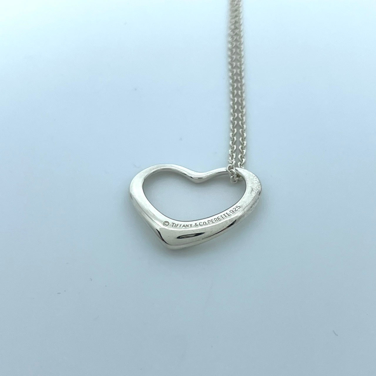 美品 TIFFANY & Co. ティファニー ネックレス オープンハート ラージ エルサ・ペレッティ シルバー SV925 ペンダント ヴィンテージ ジュエリー アクセサリー レディース I1