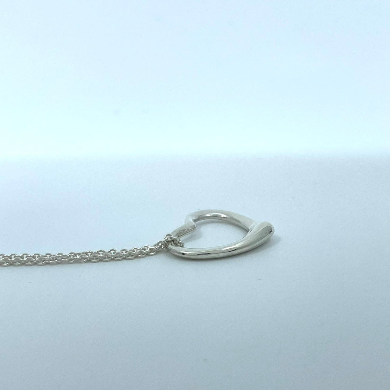 美品 TIFFANY & Co. ティファニー ネックレス オープンハート ラージ エルサ・ペレッティ シルバー SV925 ペンダント ヴィンテージ ジュエリー アクセサリー レディース I1