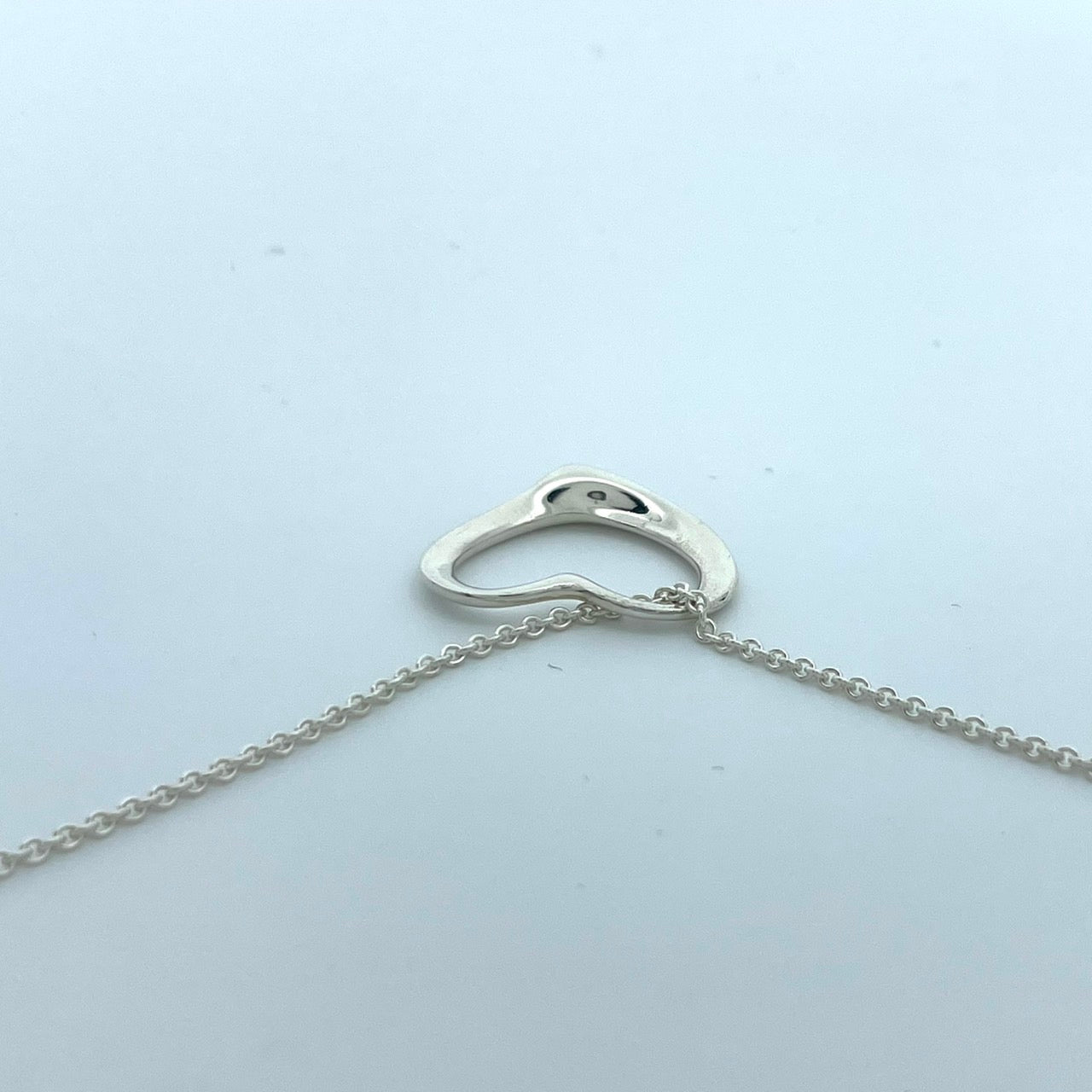 美品 TIFFANY & Co. ティファニー ネックレス オープンハート ラージ エルサ・ペレッティ シルバー SV925 ペンダント ヴィンテージ ジュエリー アクセサリー レディース I1