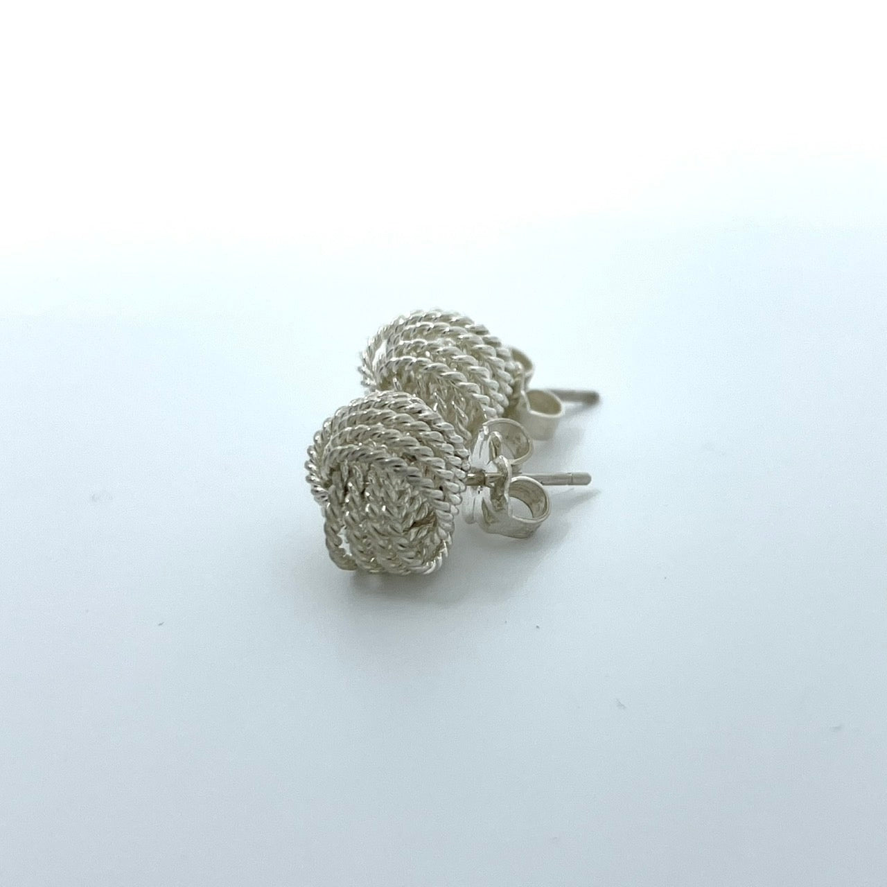 美品 TIFFANY & Co. ティファニー ピアス サマセット ツイスト ノット エルサ・ペレッティ メッシュボール シルバー SV925 ヴィンテージ ジュエリー レディース I1