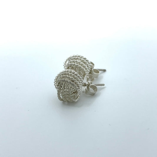 美品 TIFFANY & Co. ティファニー ピアス サマセット ツイスト ノット エルサ・ペレッティ メッシュボール シルバー SV925 ヴィンテージ ジュエリー レディース I1