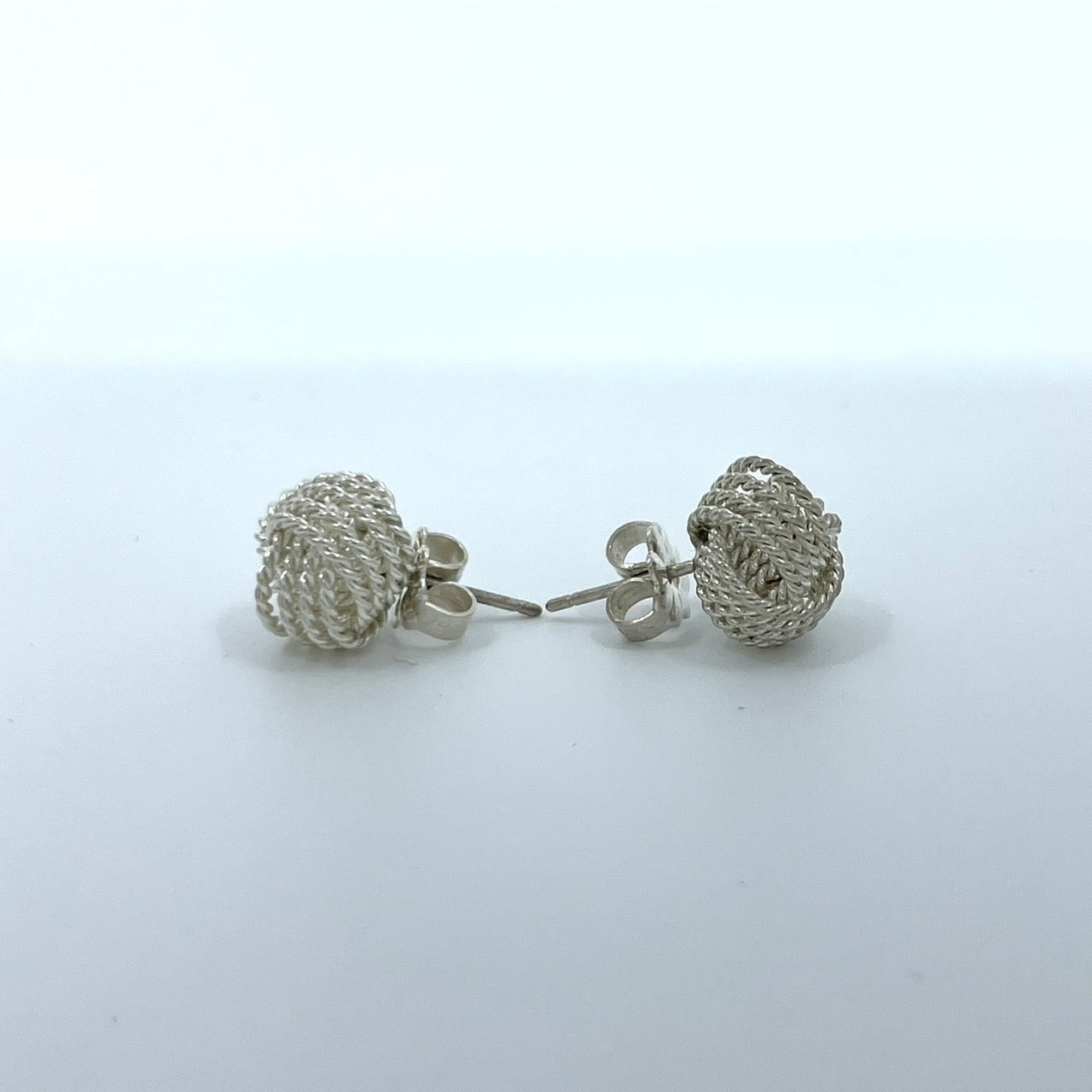 美品 TIFFANY & Co. ティファニー ピアス サマセット ツイスト ノット エルサ・ペレッティ メッシュボール シルバー SV925 ヴィンテージ ジュエリー レディース I1