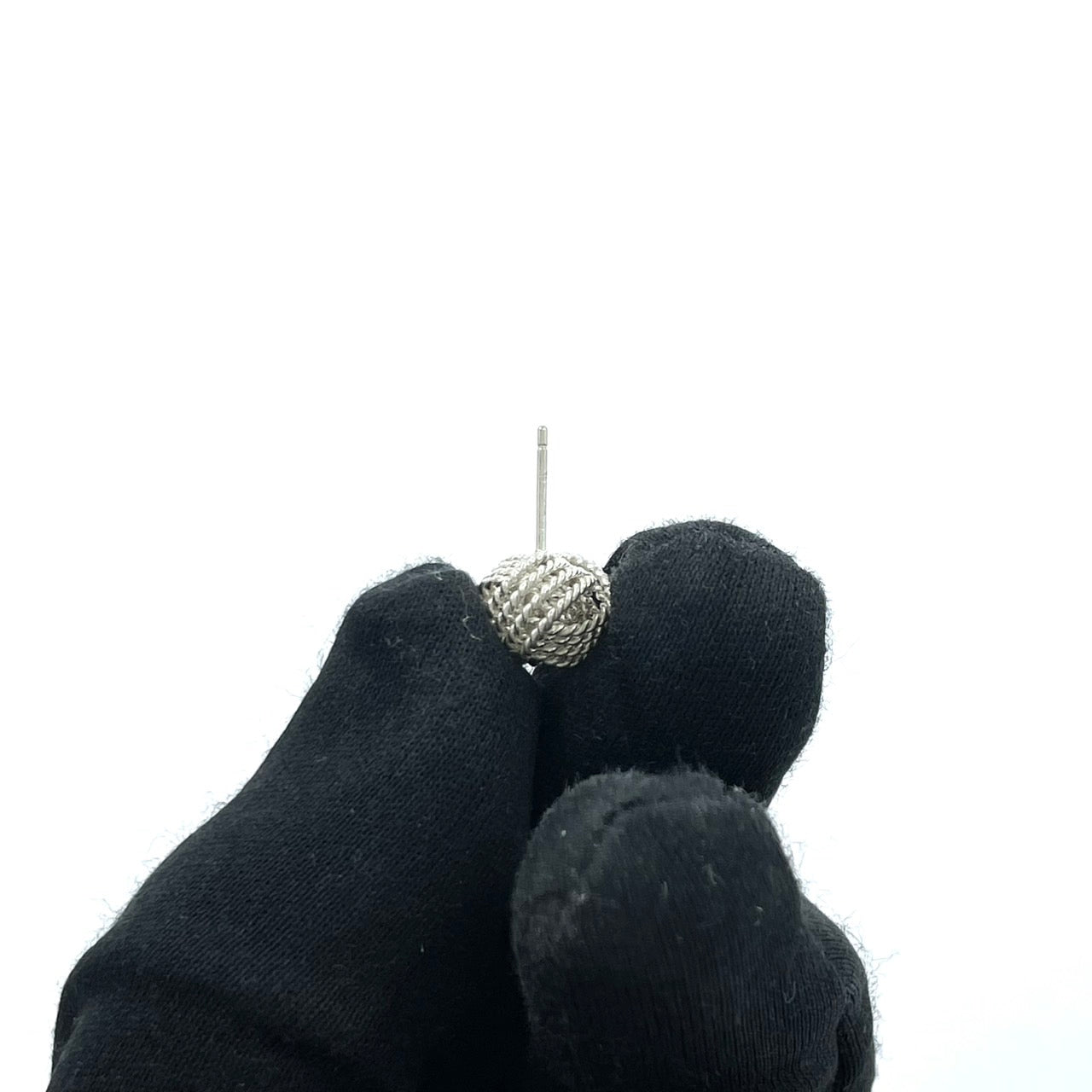 美品 TIFFANY & Co. ティファニー ピアス サマセット ツイスト ノット エルサ・ペレッティ メッシュボール シルバー SV925 ヴィンテージ ジュエリー レディース I1