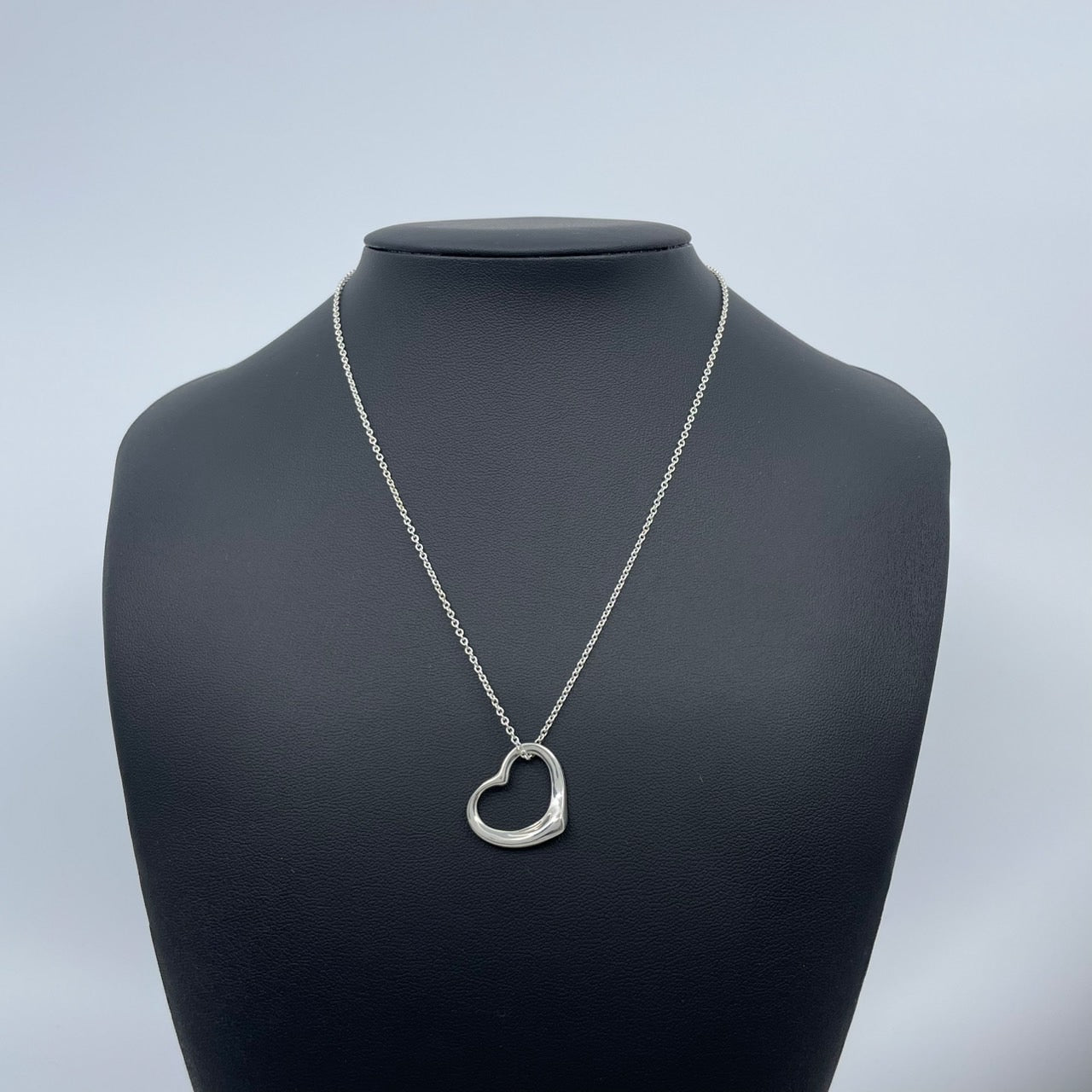 美品 TIFFANY & Co. ティファニー ネックレス オープンハート エルサ・ペレッティ シルバー SV925 ペンダント ヴィンテージ ジュエリー アクセサリー レディース I1