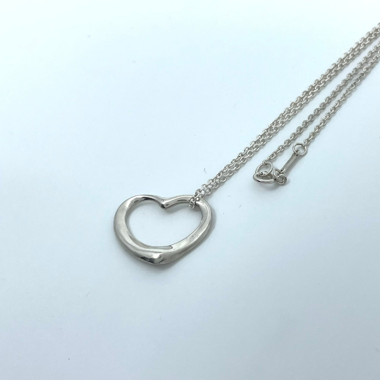 美品 TIFFANY & Co. ティファニー ネックレス オープンハート エルサ・ペレッティ シルバー SV925 ペンダント ヴィンテージ ジュエリー アクセサリー レディース I1