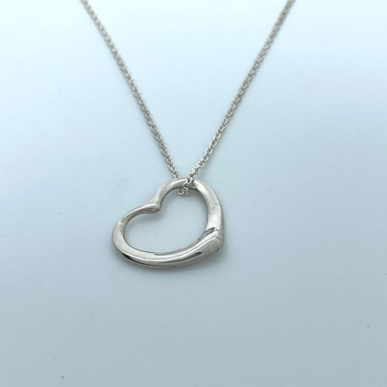 美品 TIFFANY & Co. ティファニー ネックレス オープンハート エルサ・ペレッティ シルバー SV925 ペンダント ヴィンテージ ジュエリー アクセサリー レディース I1