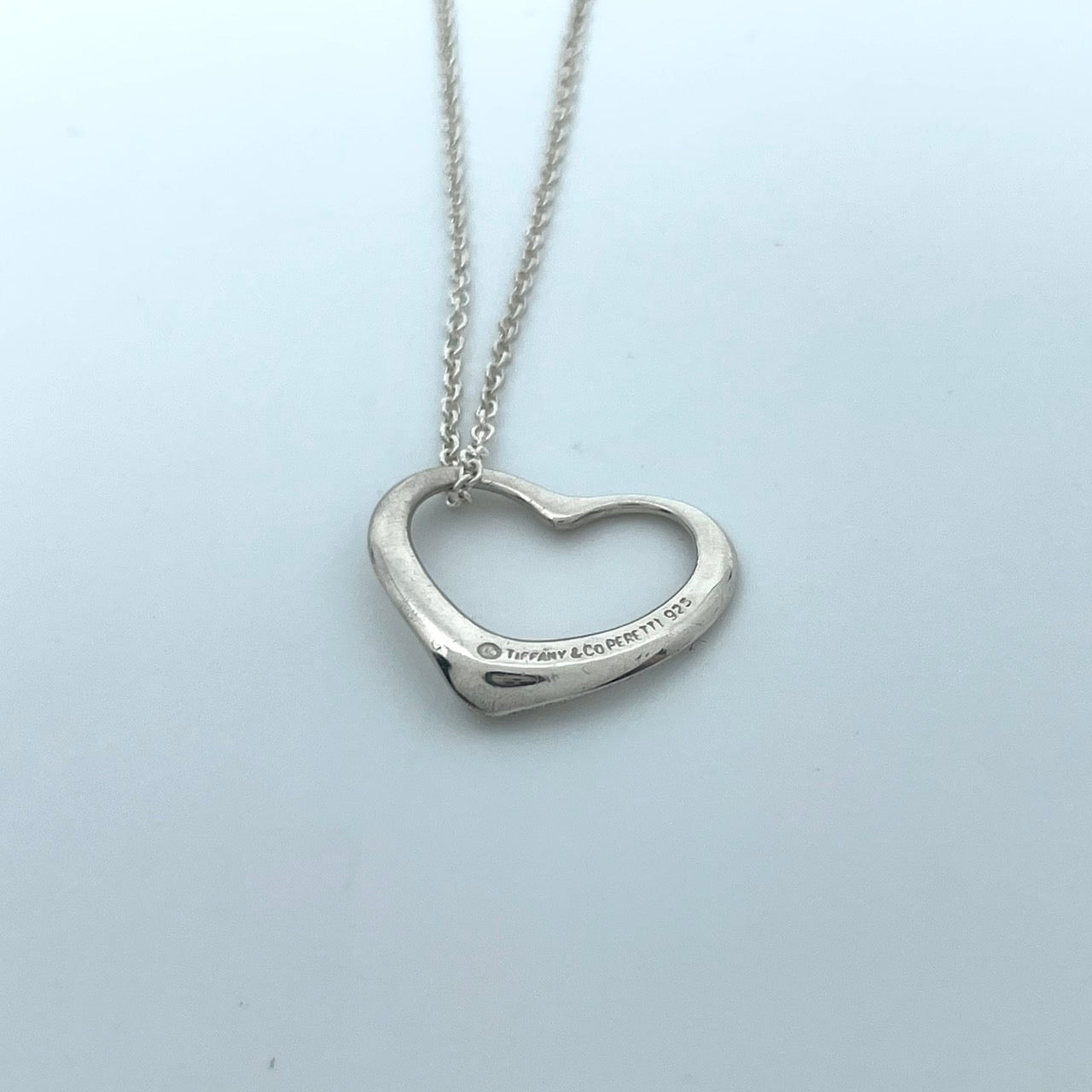 美品 TIFFANY & Co. ティファニー ネックレス オープンハート エルサ・ペレッティ シルバー SV925 ペンダント ヴィンテージ ジュエリー アクセサリー レディース I1