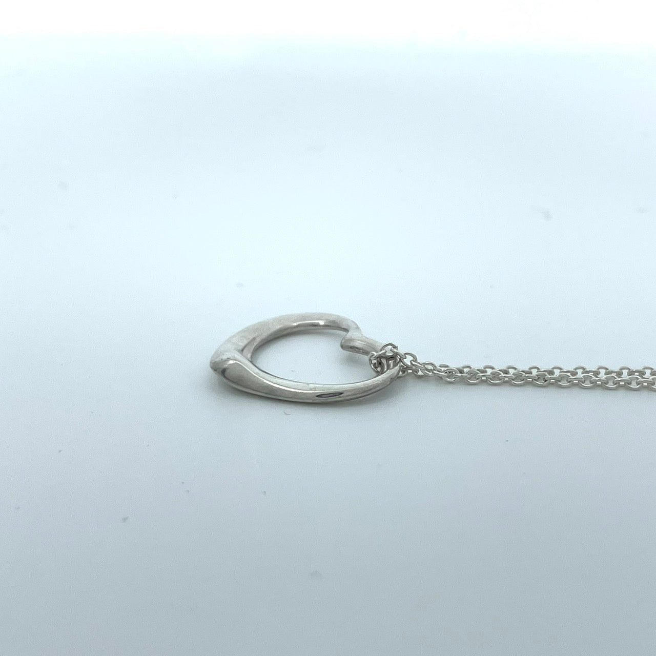 美品 TIFFANY & Co. ティファニー ネックレス オープンハート エルサ・ペレッティ シルバー SV925 ペンダント ヴィンテージ ジュエリー アクセサリー レディース I1