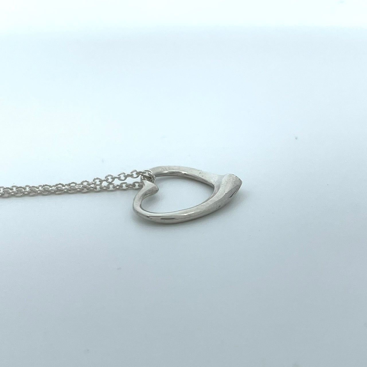 美品 TIFFANY & Co. ティファニー ネックレス オープンハート エルサ・ペレッティ シルバー SV925 ペンダント ヴィンテージ ジュエリー アクセサリー レディース I1