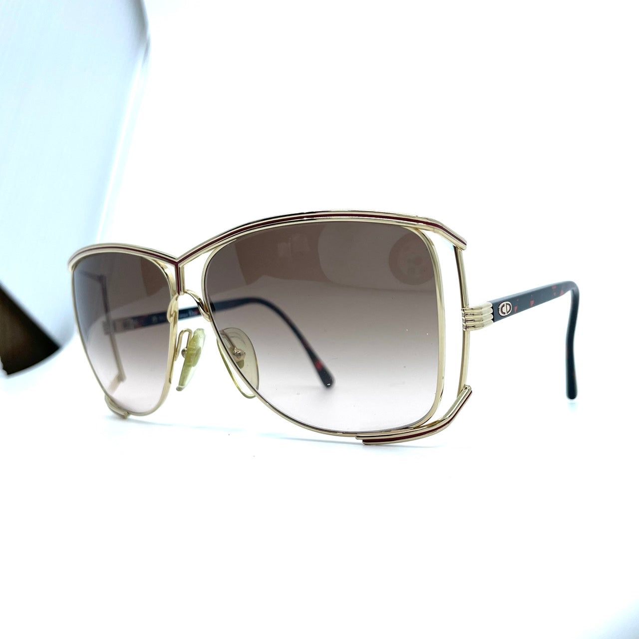 美品 Christian Dior クリスチャンディオール サングラス CDロゴ ゴールド ブラック×ブラウン べっ甲柄 メンズ レディース ヴィンテージ H2