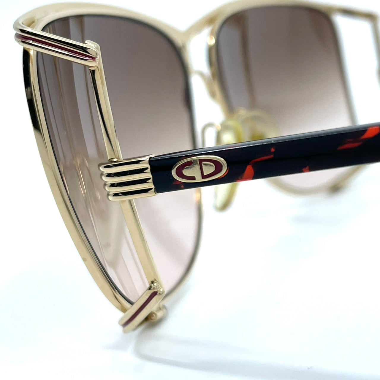 美品 Christian Dior クリスチャンディオール サングラス CDロゴ ゴールド ブラック×ブラウン べっ甲柄 メンズ レディース ヴィンテージ H2