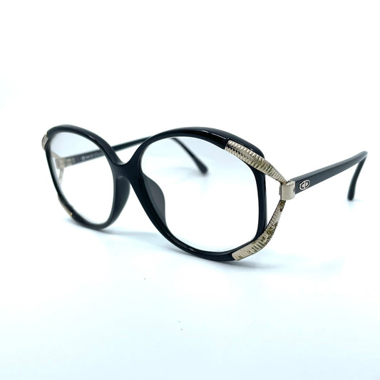 Christian Dior クリスチャンディオール メガネ CDロゴ 黒 ブラック ゴールド金具 メンズ レディース ヴィンテージ フレーム 伊達メガネ H2