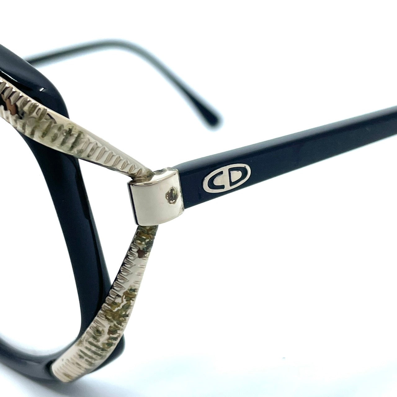 Christian Dior クリスチャンディオール メガネ CDロゴ 黒 ブラック ゴールド金具 メンズ レディース ヴィンテージ フレーム 伊達メガネ H2