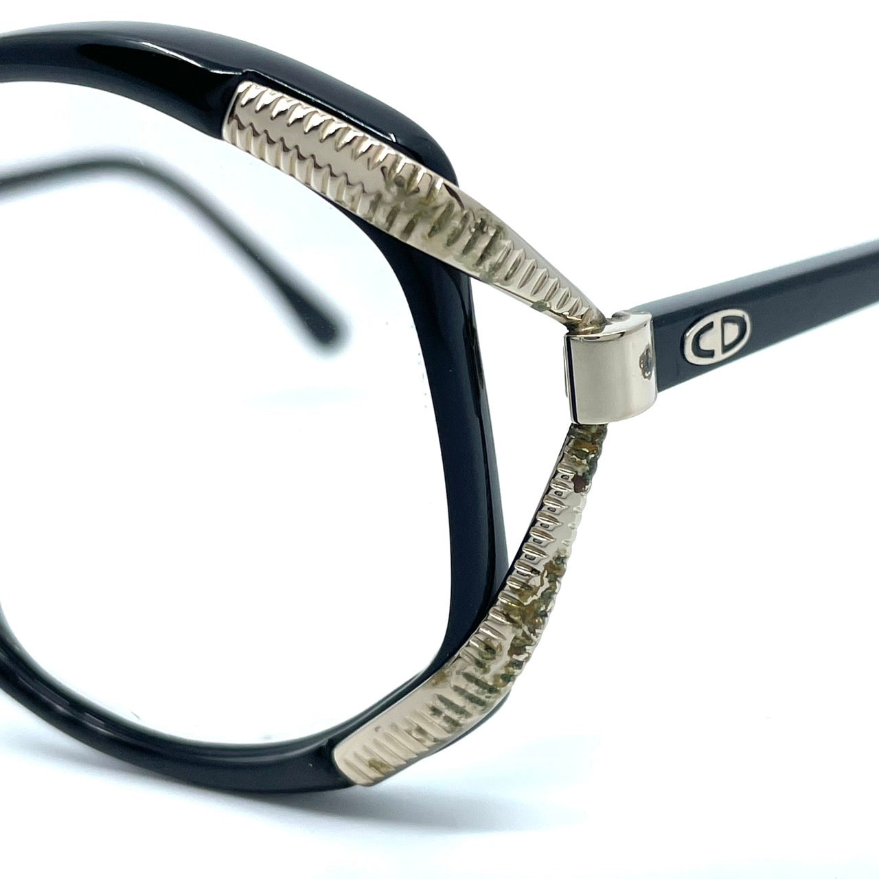 Christian Dior クリスチャンディオール メガネ CDロゴ 黒 ブラック ゴールド金具 メンズ レディース ヴィンテージ フレーム 伊達メガネ H2