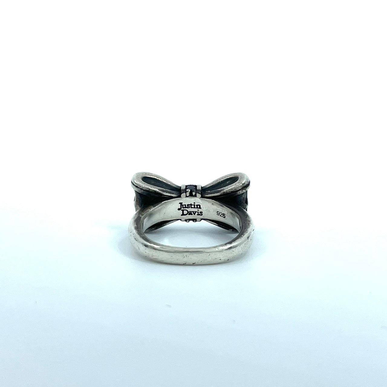Justin Davis ジャスティンデイビス リボン ブラックストーン プロミスリング 指輪 11号 シルバー SV925 ヴィンテージ レディース I6 Justin Davis PROMISE