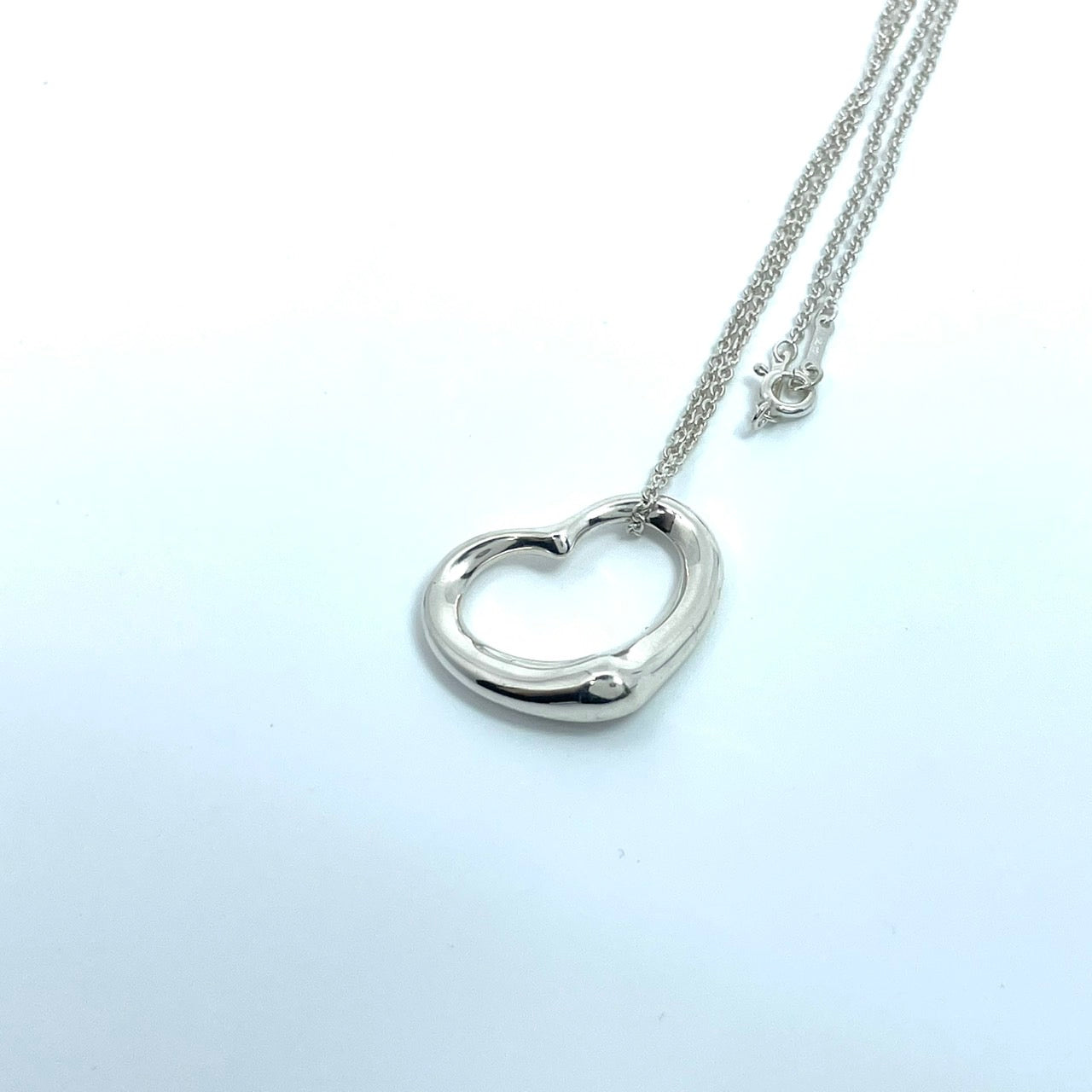 美品 TIFFANY & Co. ティファニー ネックレス オープンハート エルサ・ペレッティ シルバー SV925 ペンダント ヴィンテージ レディース I6