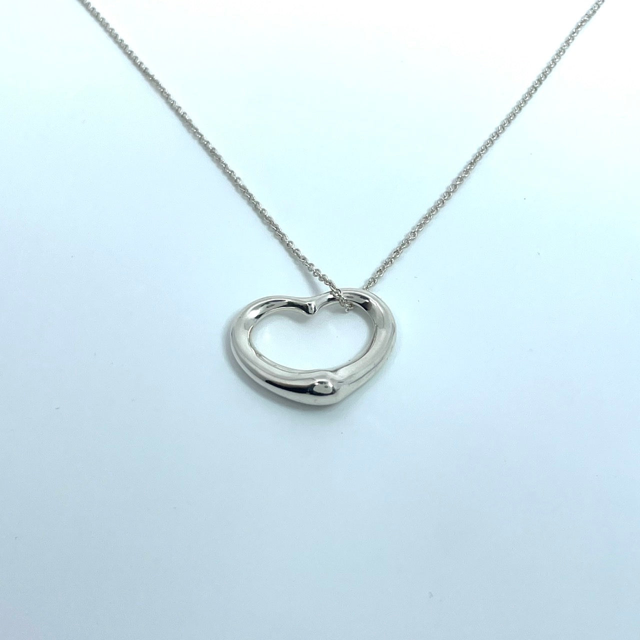 美品 TIFFANY & Co. ティファニー ネックレス オープンハート エルサ・ペレッティ シルバー SV925 ペンダント ヴィンテージ レディース I6