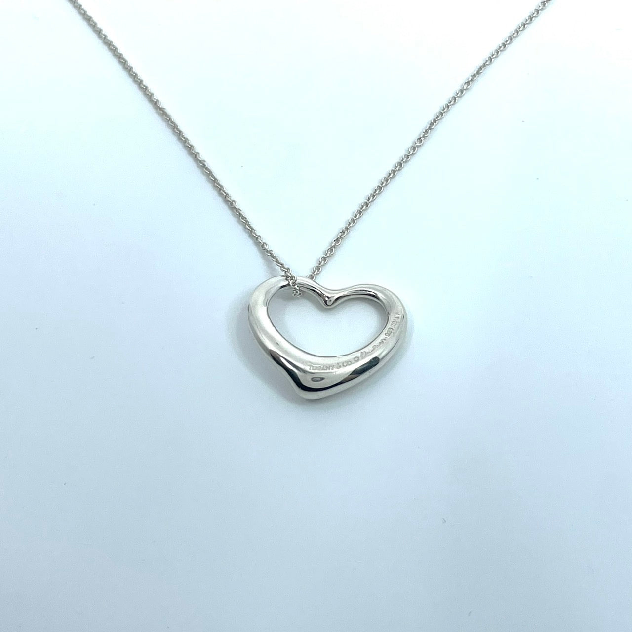 美品 TIFFANY & Co. ティファニー ネックレス オープンハート エルサ・ペレッティ シルバー SV925 ペンダント ヴィンテージ レディース I6