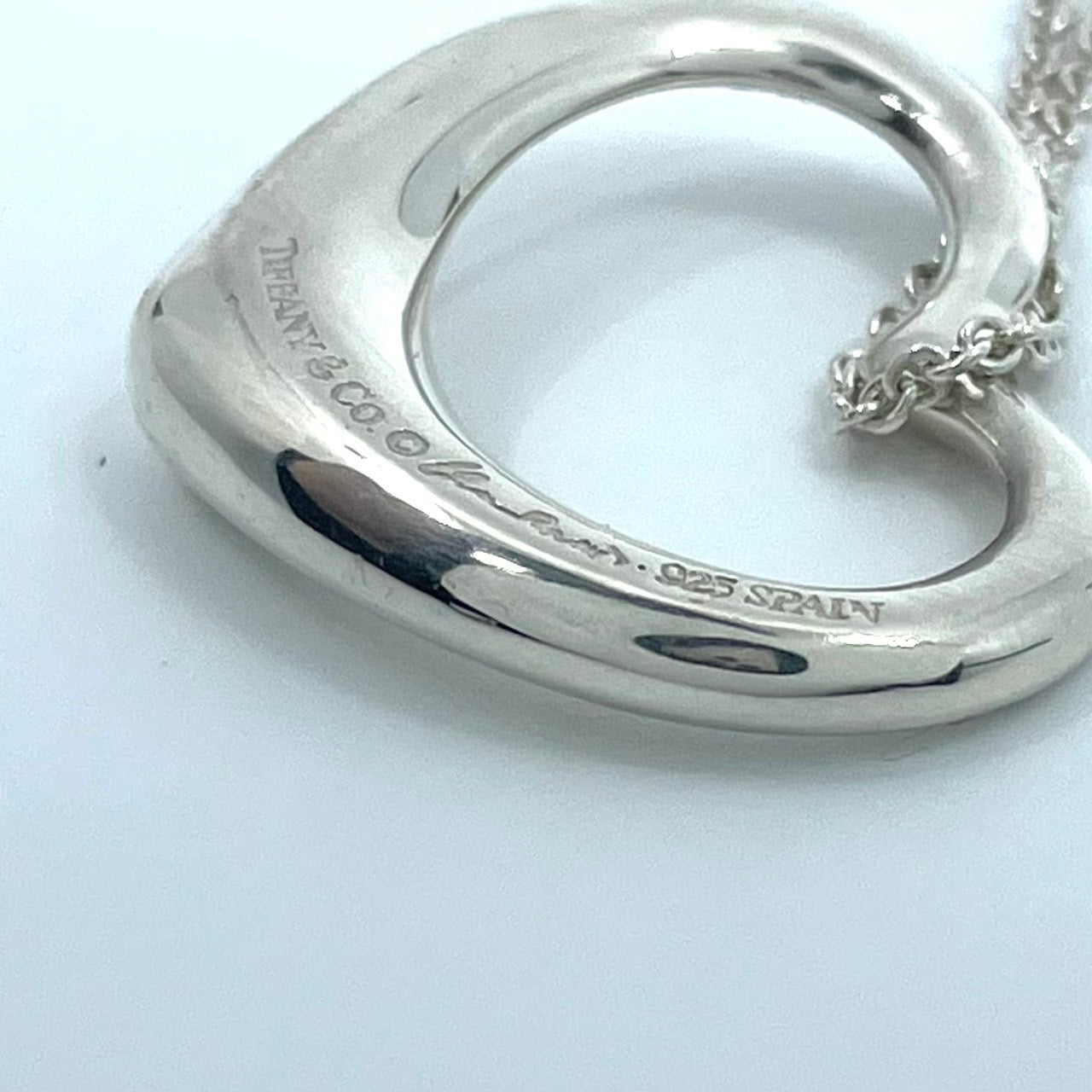 美品 TIFFANY & Co. ティファニー ネックレス オープンハート エルサ・ペレッティ シルバー SV925 ペンダント ヴィンテージ レディース I6
