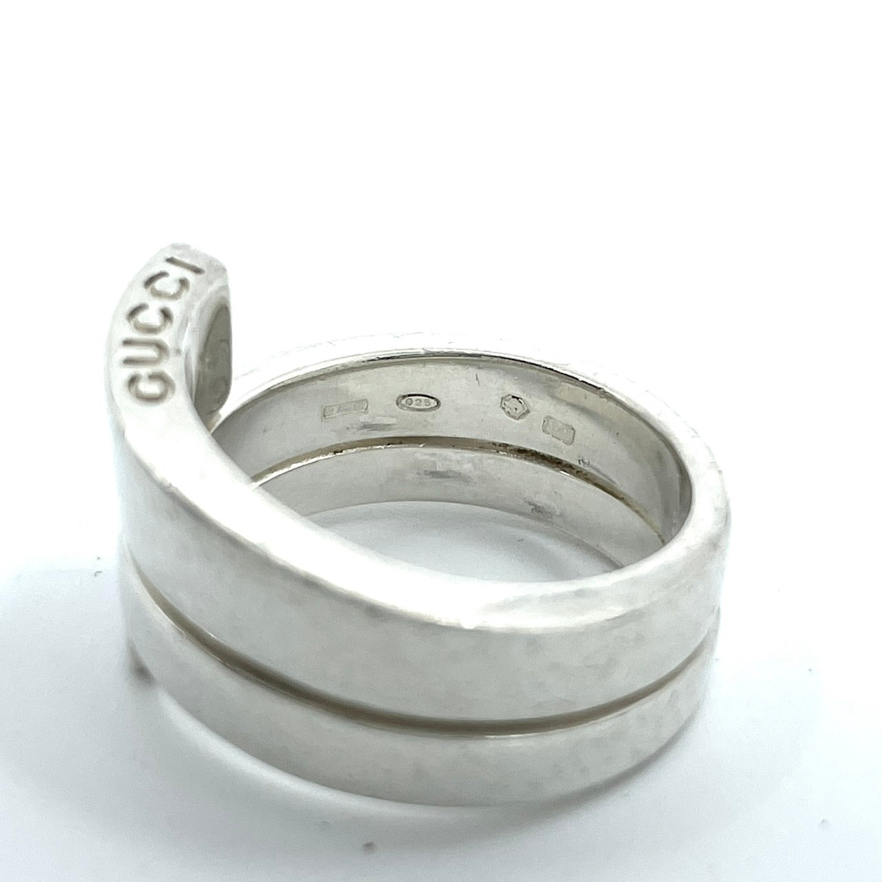 美品 GUCCI グッチ スパイラル スネーク Gロゴ リング 指輪 シルバー SV925 15号 メンズ レディース ヴィンテージ ジュエリー アクセサリー I1