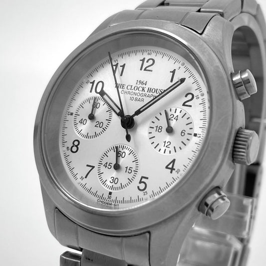 Authentic THE CLOCK HOUSE 1964 Chronograph Watch CH006M White Dial Quartz Mens