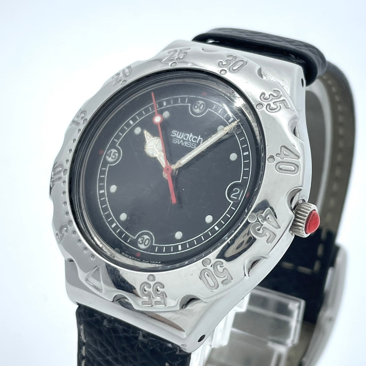 Authentic Swatch Irony YDS401 Vintage 1994 Date Black Dial Men's Watch Swiss