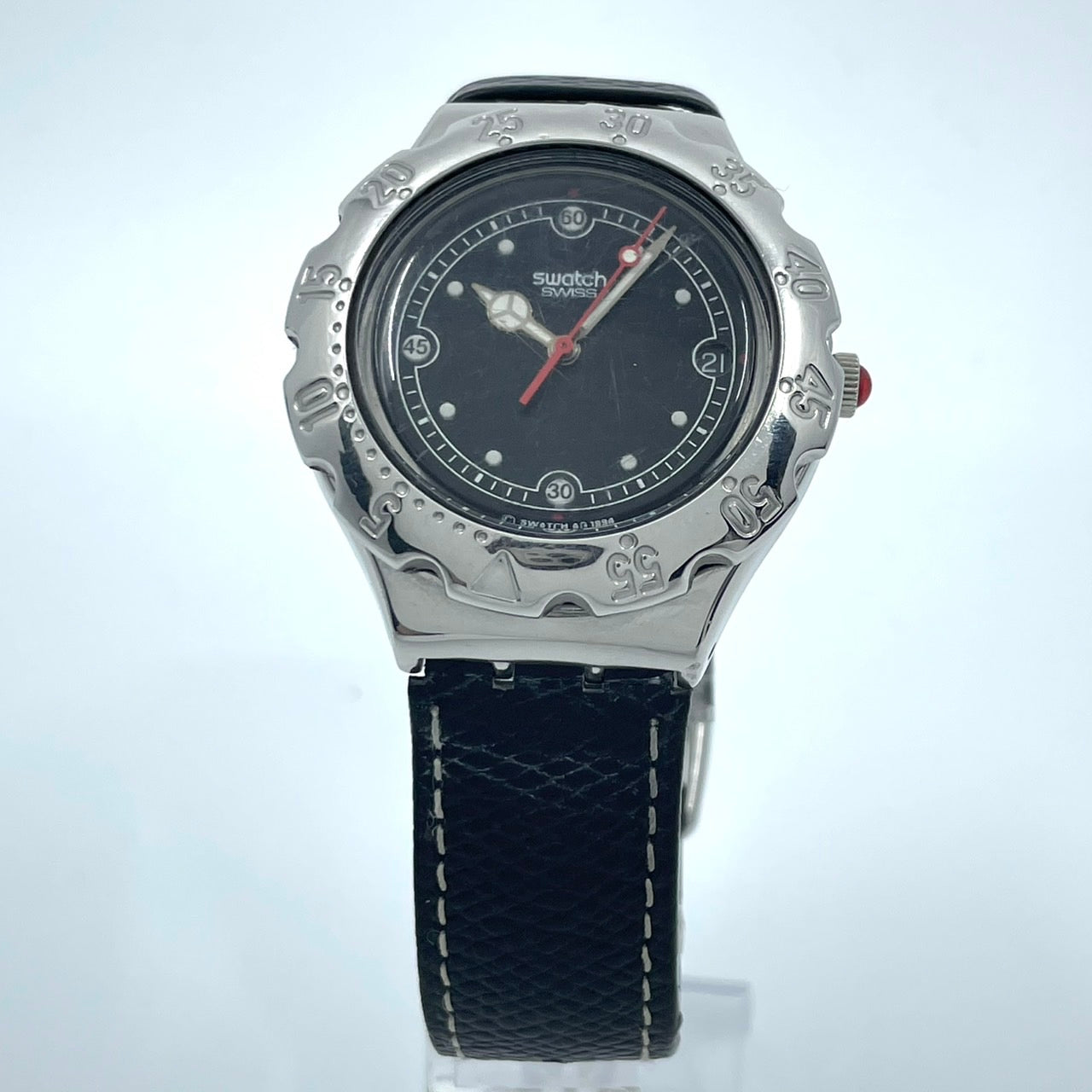 Authentic Swatch Irony YDS401 Vintage 1994 Date Black Dial Men's Watch Swiss