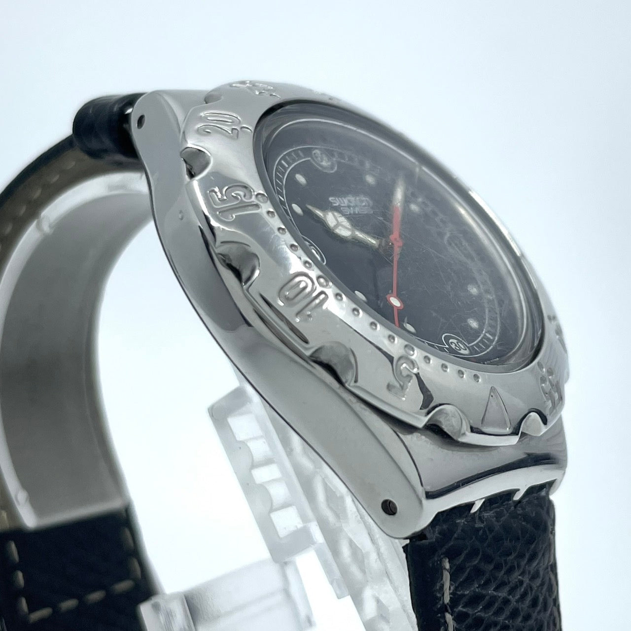 Authentic Swatch Irony YDS401 Vintage 1994 Date Black Dial Men's Watch Swiss