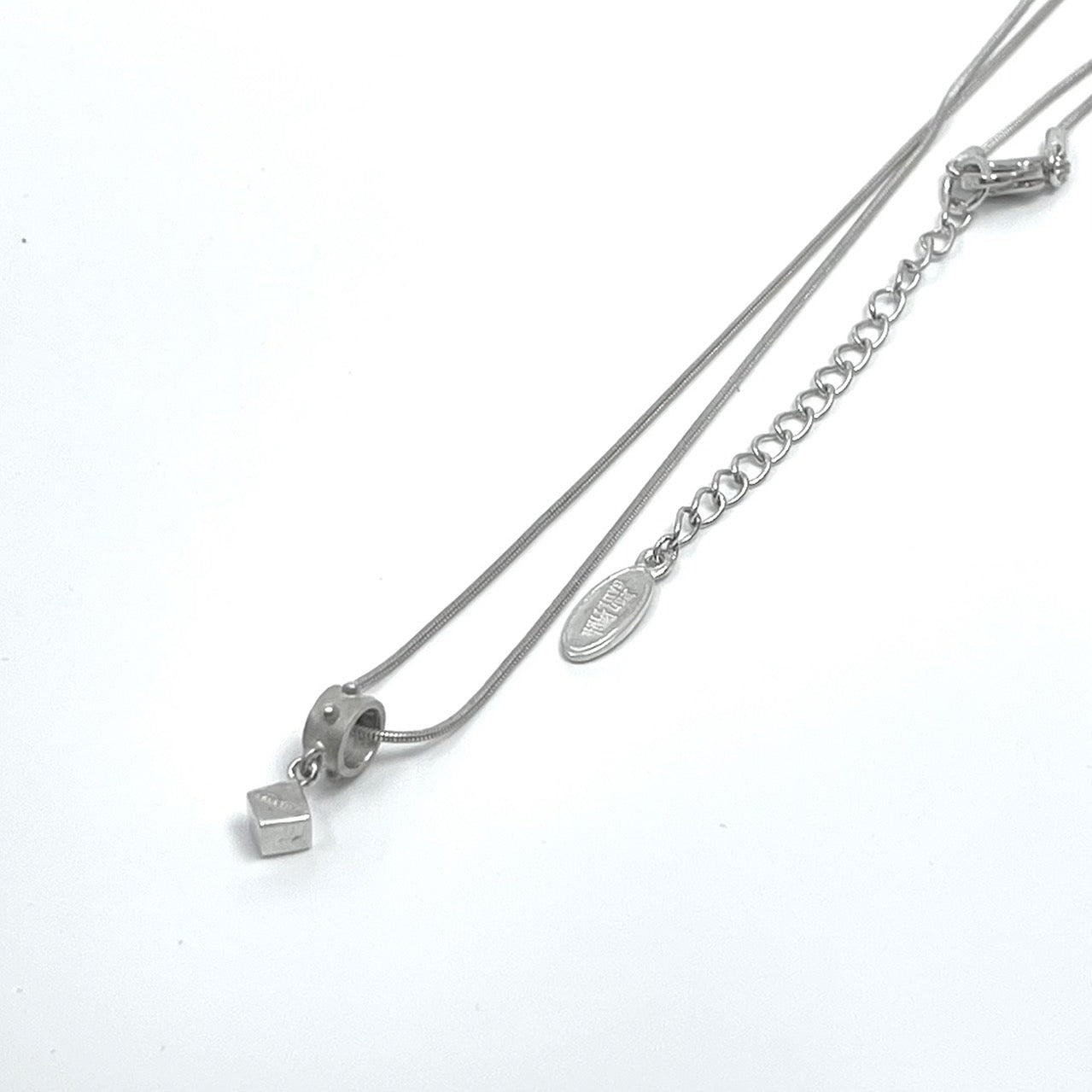 Authentic Jean Paul Gaultier Silver925 Cube Necklace Adjustable Logo Vintage Jewelry