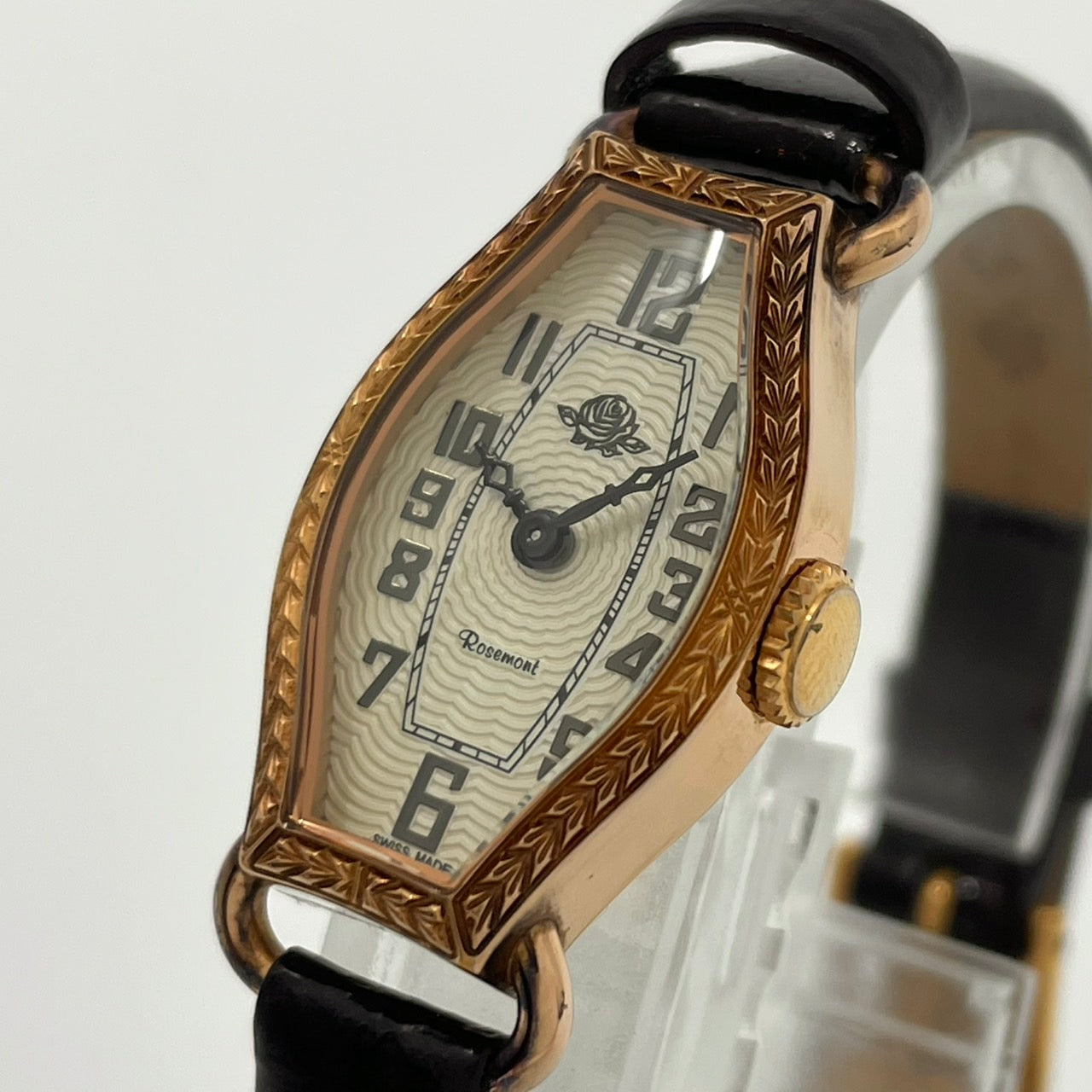 Authentic Rosemont RS-024 Ladies Watch Quartz Classic Tonneau Gold Swiss Made Rose