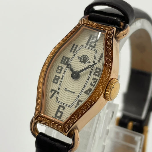 Authentic Rosemont RS-024 Ladies Watch Quartz Classic Tonneau Gold Swiss Made Rose